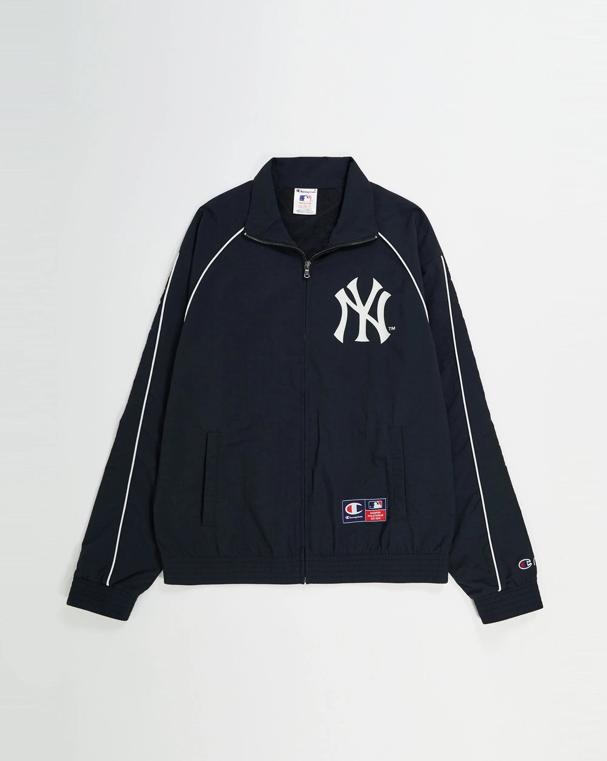 MLB Giacca In Nylon Ricamata New York Yankees Nero Uomo