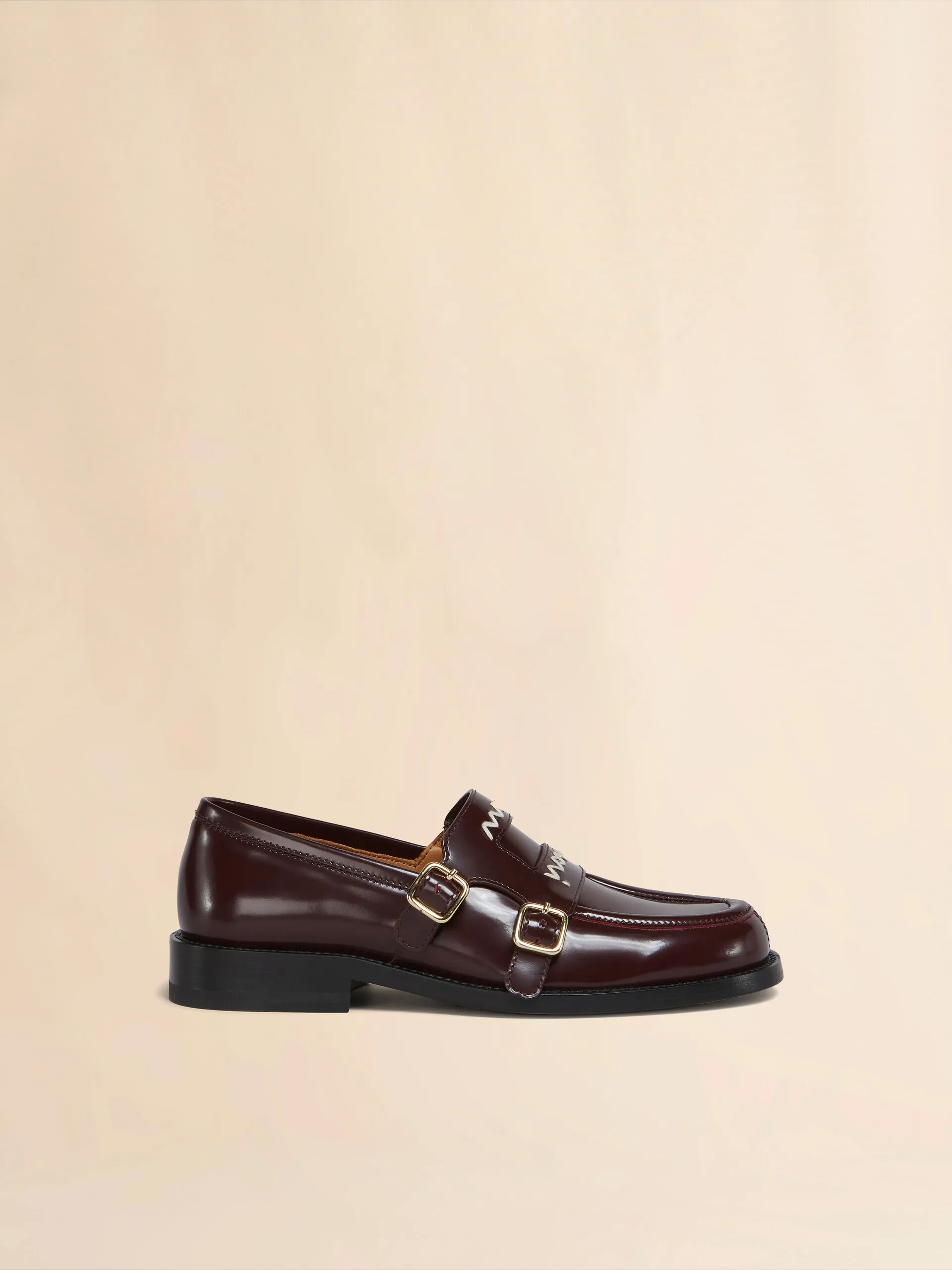 Mocassino Bambi 3.0 in pelle bordeaux con doppia fibbia