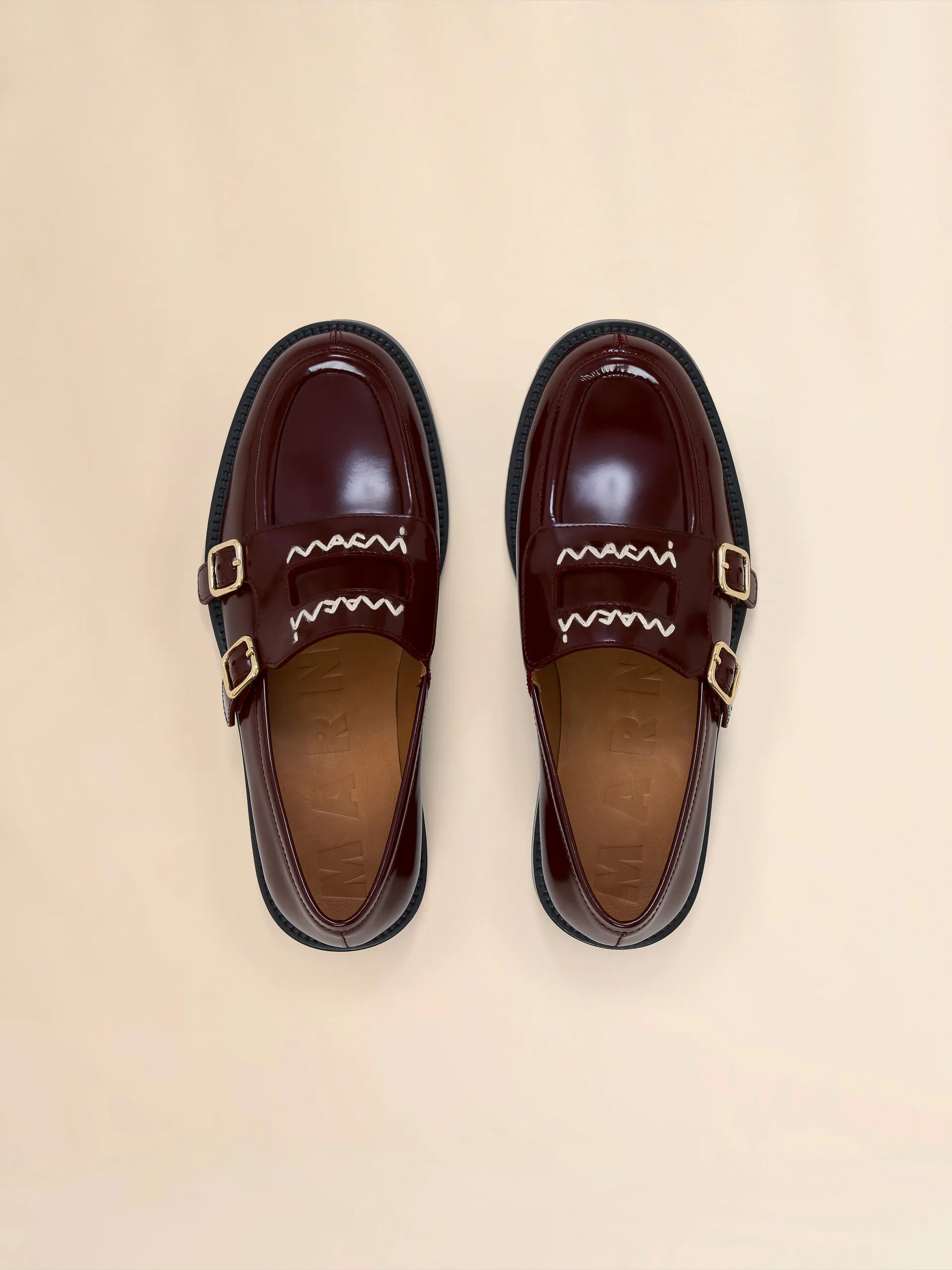 Mocassino Bambi 3.0 in pelle bordeaux con doppia fibbia