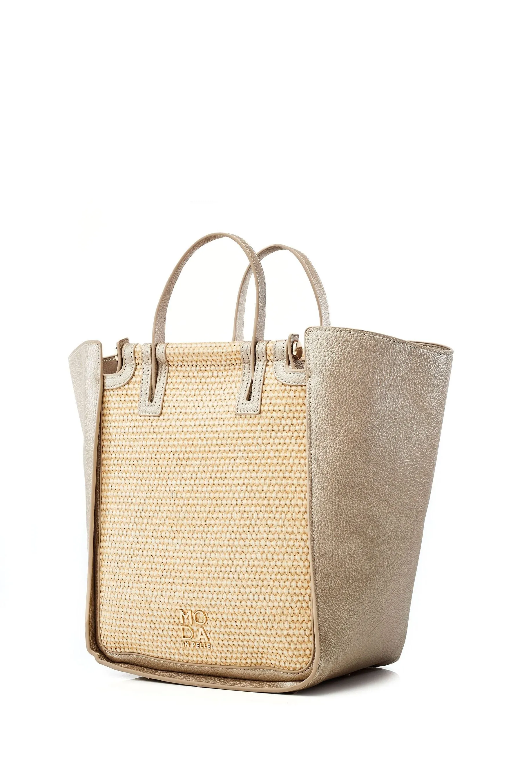 Moda in Pelle Oro - Phoenix - Borsa tote grande in misto Borsa