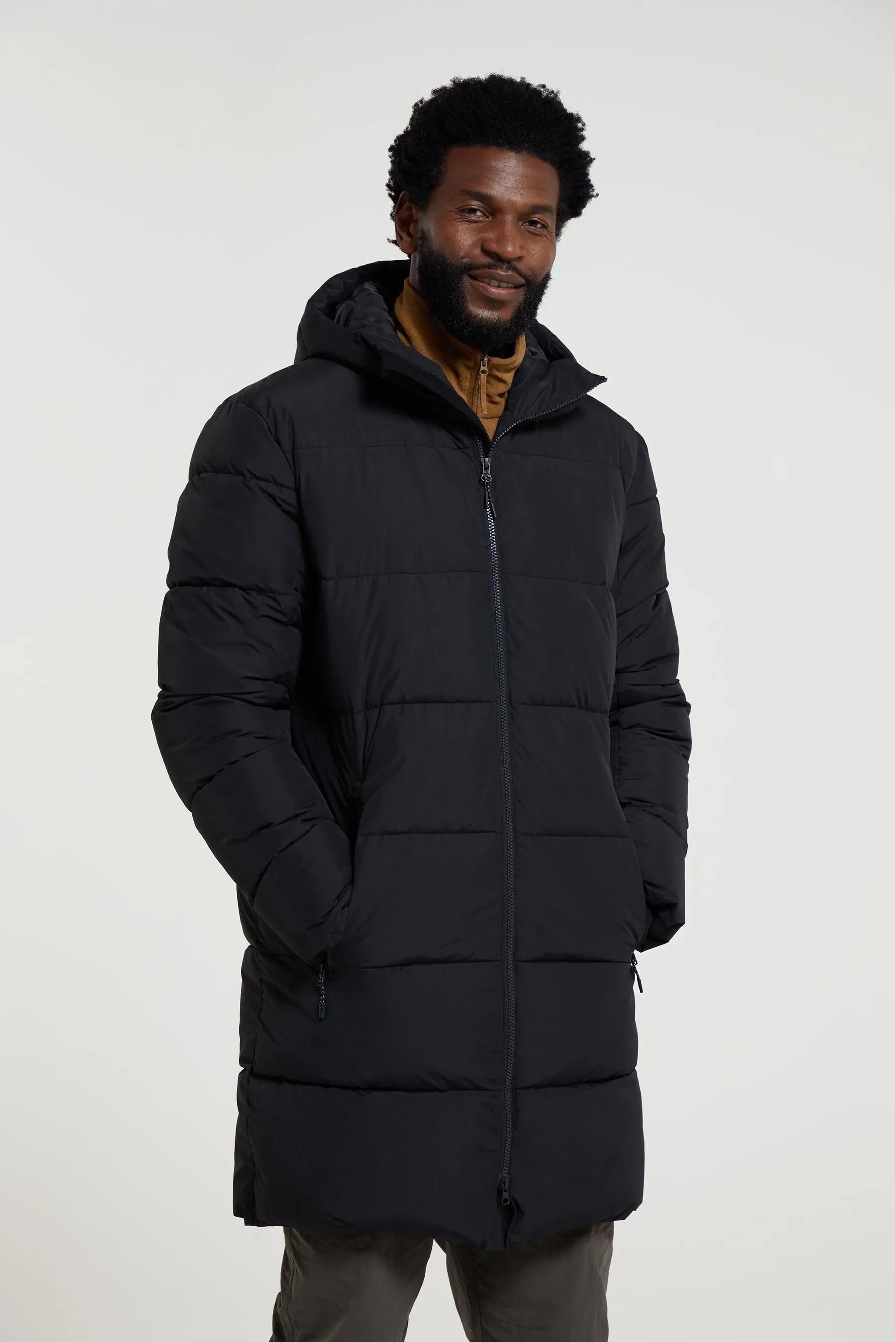 Mountain Warehouse - Giacca imbottita lunga da uomo con vortici