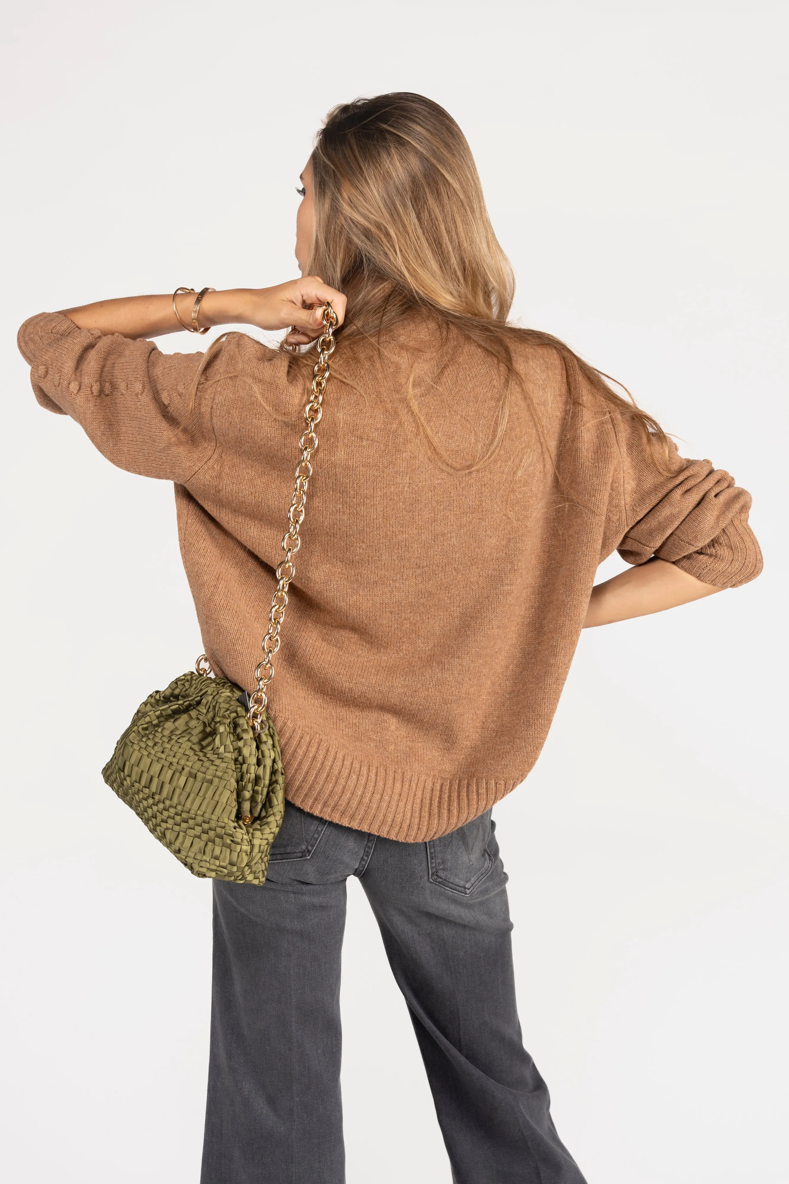 NOT SHY MAGLIA LANA POM PON TRECCIA