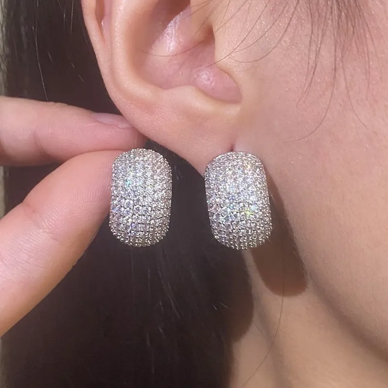 Orecchini Donna Coppia Cerchio Strass Rigido Monocolore Elegante