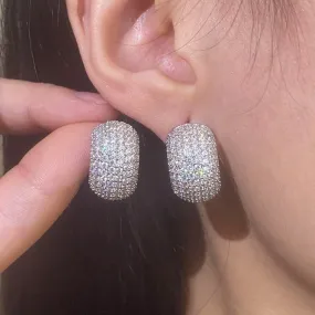 Orecchini Donna Coppia Cerchio Strass Rigido Monocolore Elegante