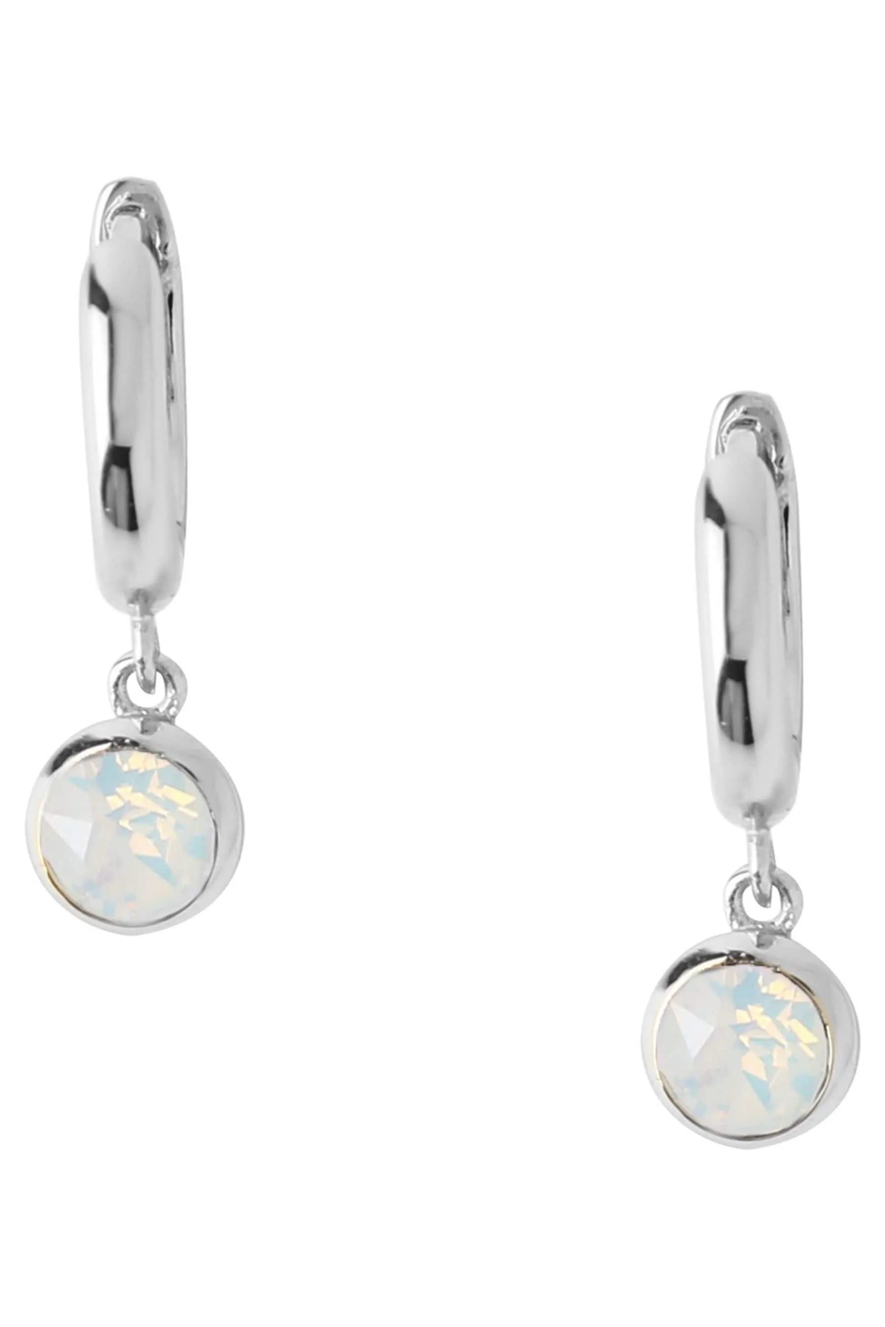 Orelia London Argento - Orecchini a cerchio placcati Swarovski pendente in opale Bianco