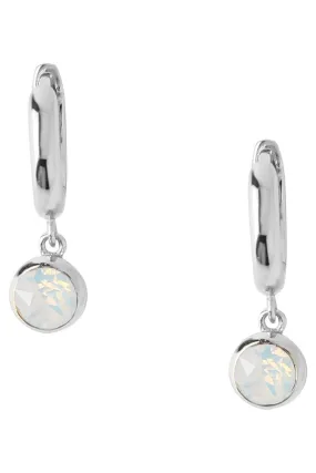 Orelia London Argento - Orecchini a cerchio placcati Swarovski pendente in opale Bianco