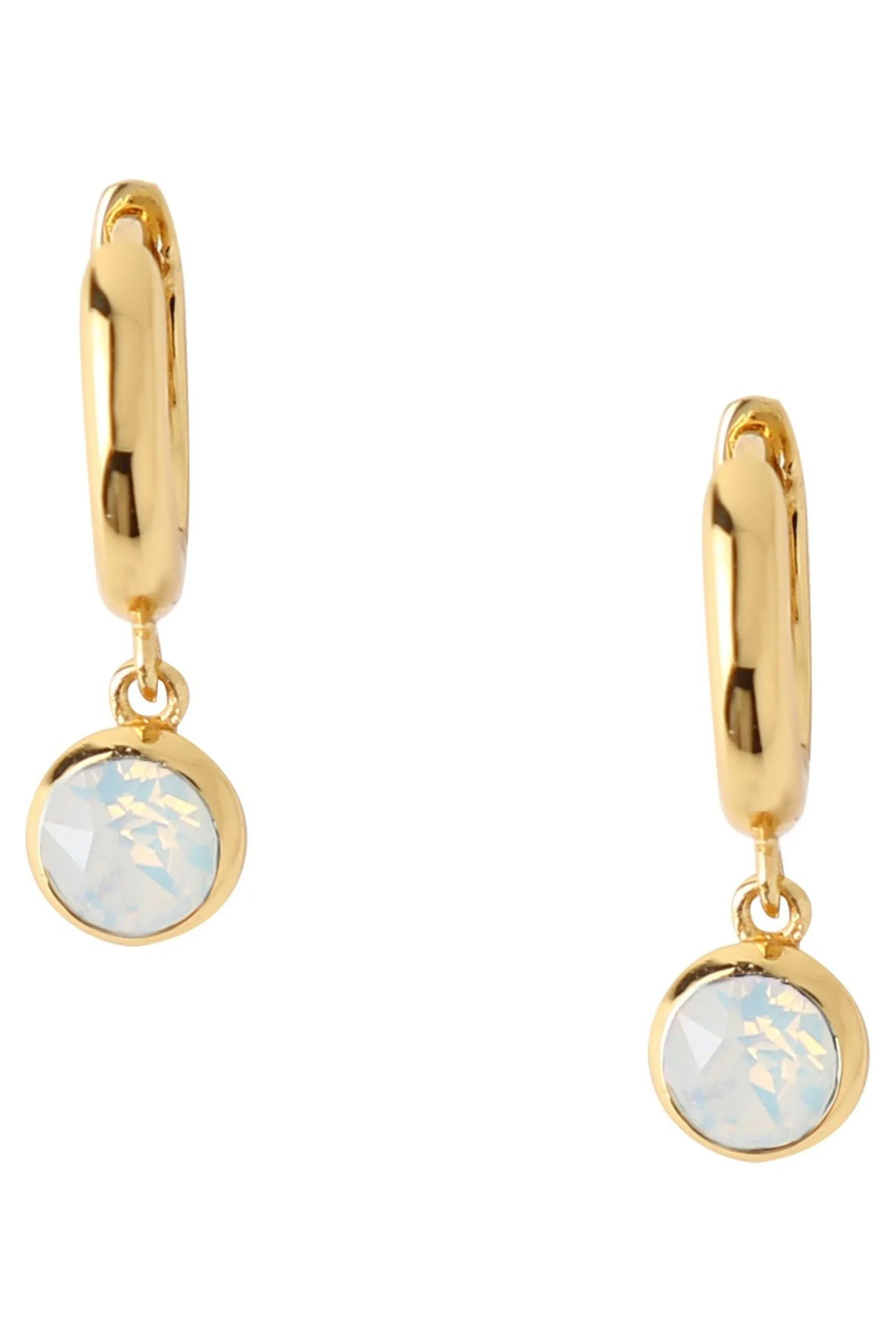 Orelia London Oro - Orecchini a cerchio placcati Swarovski pendente in opale Bianco