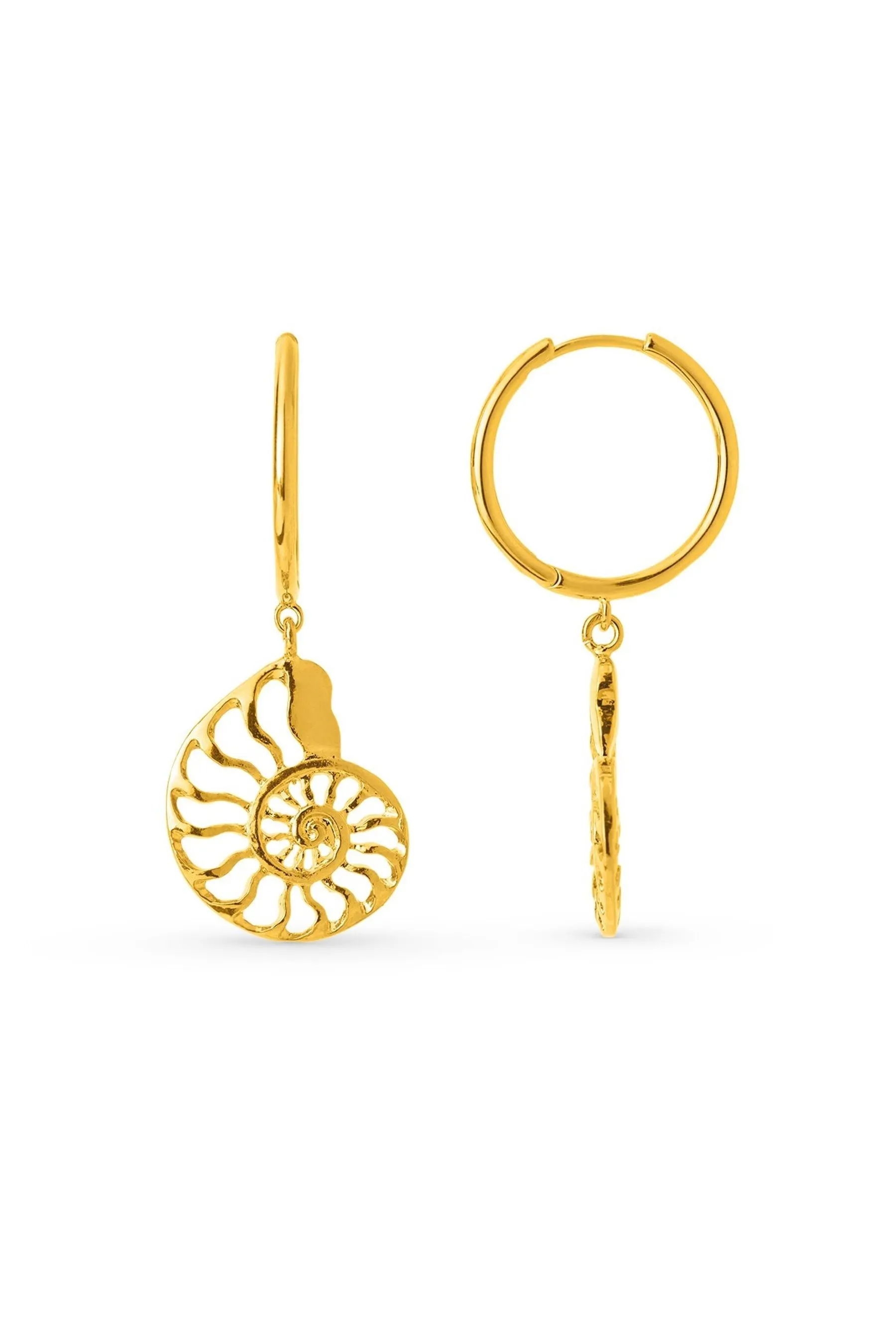 Orelia London Oro placcato - Orecchini a cerchio pendente ad ammonite vistosi aperti