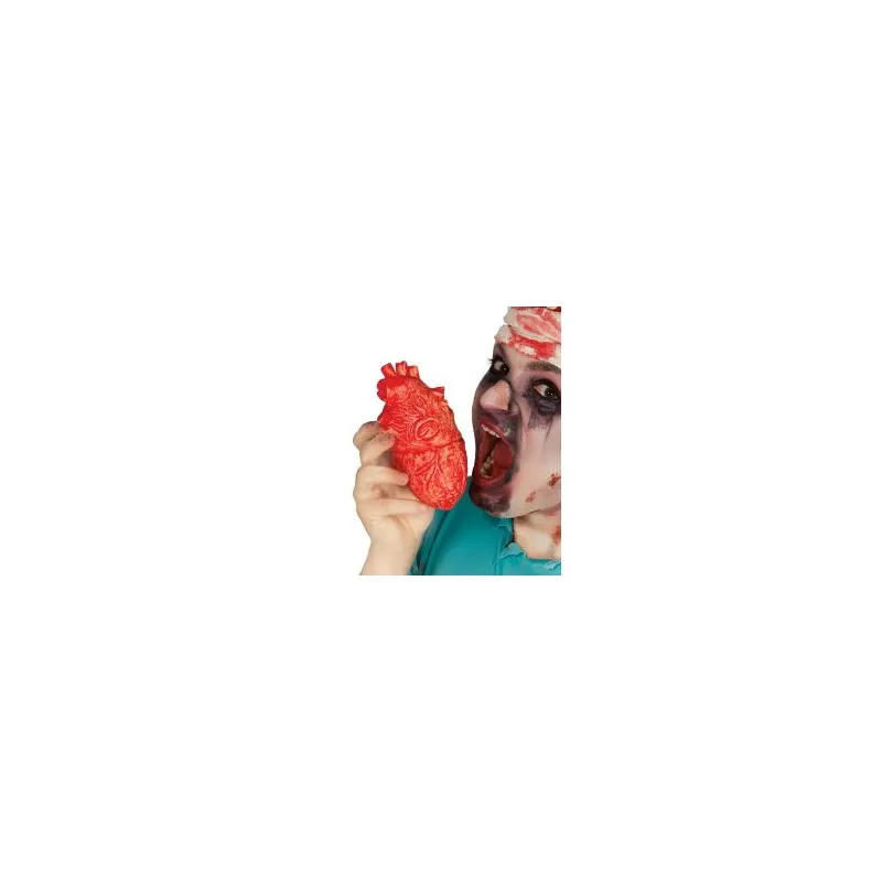(ORGANO UMANO)CUORE 17CM.INSANGUINATO IN GOMMA MORBIDA ARTICOLO DECORATIVO PER FESTE DI HALLOWEEN E PARTY A TEMA