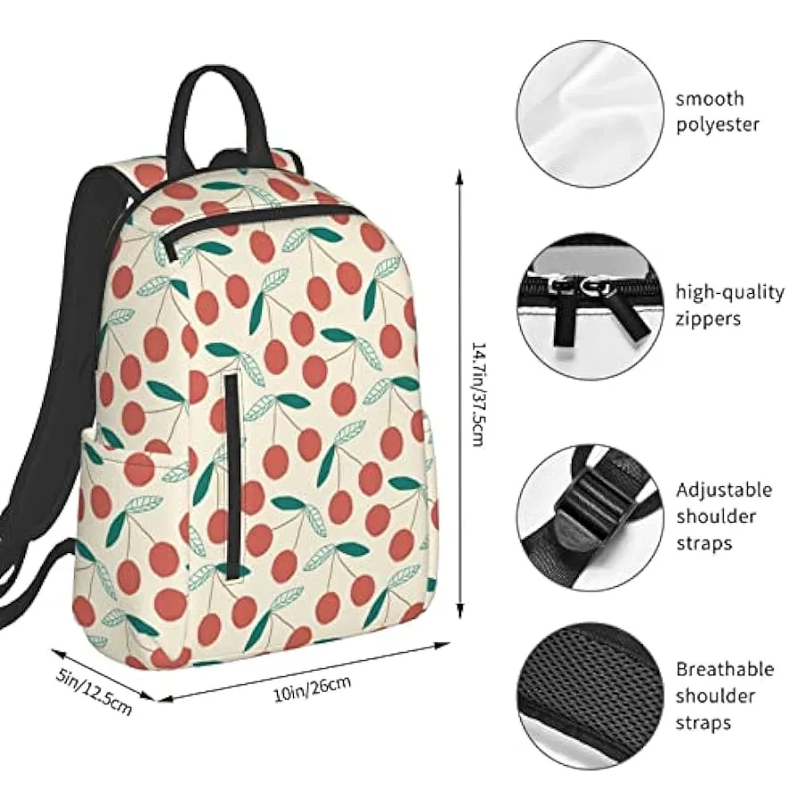 OTRAHCSD Zaino, grazioso zaino leggero con ciliegie alla frutta, per uomo e donna, casual, per escursionismo, campeggio, viaggi,