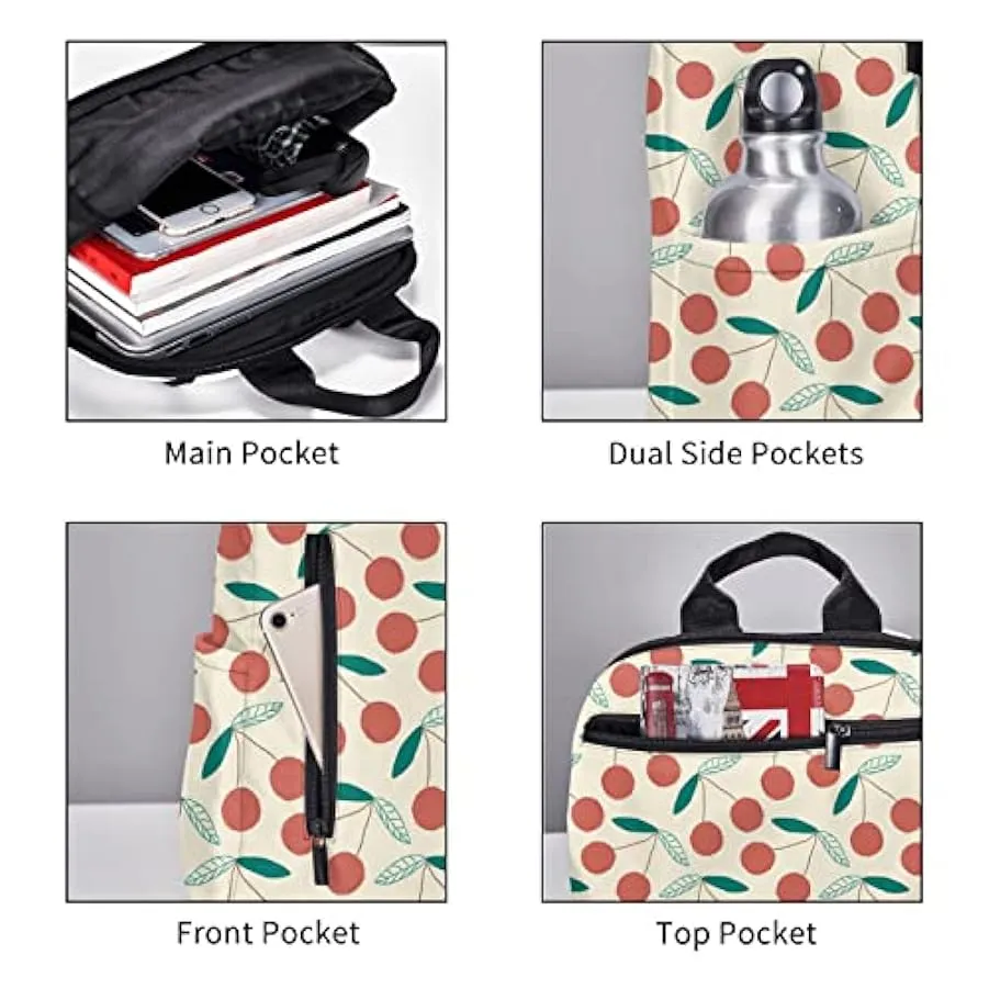 OTRAHCSD Zaino, grazioso zaino leggero con ciliegie alla frutta, per uomo e donna, casual, per escursionismo, campeggio, viaggi,