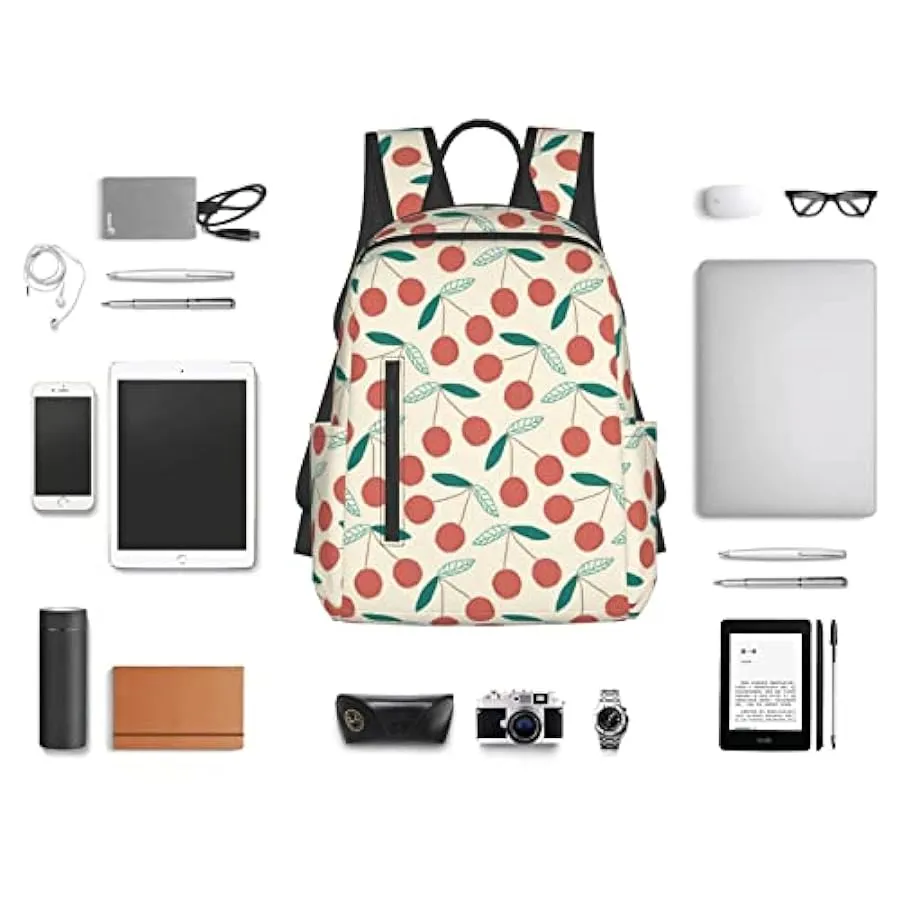 OTRAHCSD Zaino, grazioso zaino leggero con ciliegie alla frutta, per uomo e donna, casual, per escursionismo, campeggio, viaggi,