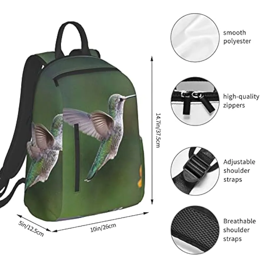 OTRAHCSD Zaino leggero con colibrì e fiori per uomo donna, zaino casual per escursionismo, campeggio, viaggi, attività all’apert