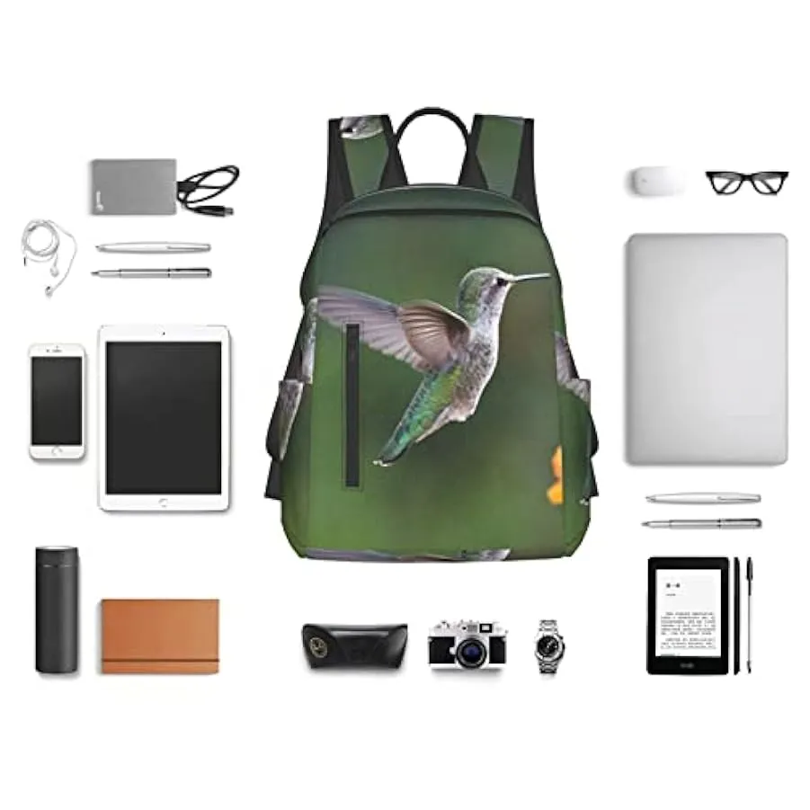OTRAHCSD Zaino leggero con colibrì e fiori per uomo donna, zaino casual per escursionismo, campeggio, viaggi, attività all’apert