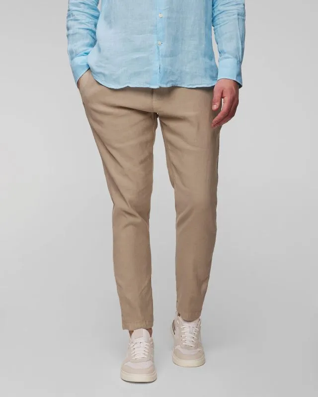 Pantaloni beige in lino da uomo Dondup