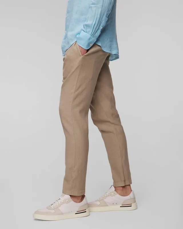 Pantaloni beige in lino da uomo Dondup