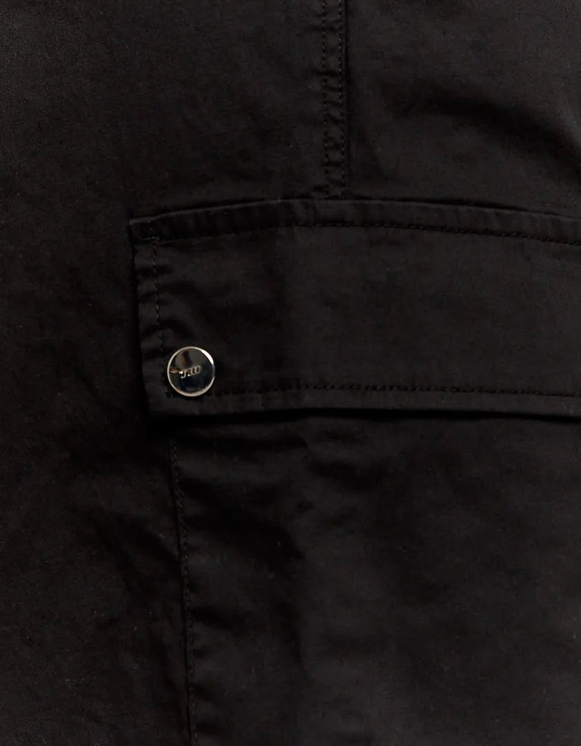 Pantaloni Parachute a Vita Alta Neri  
