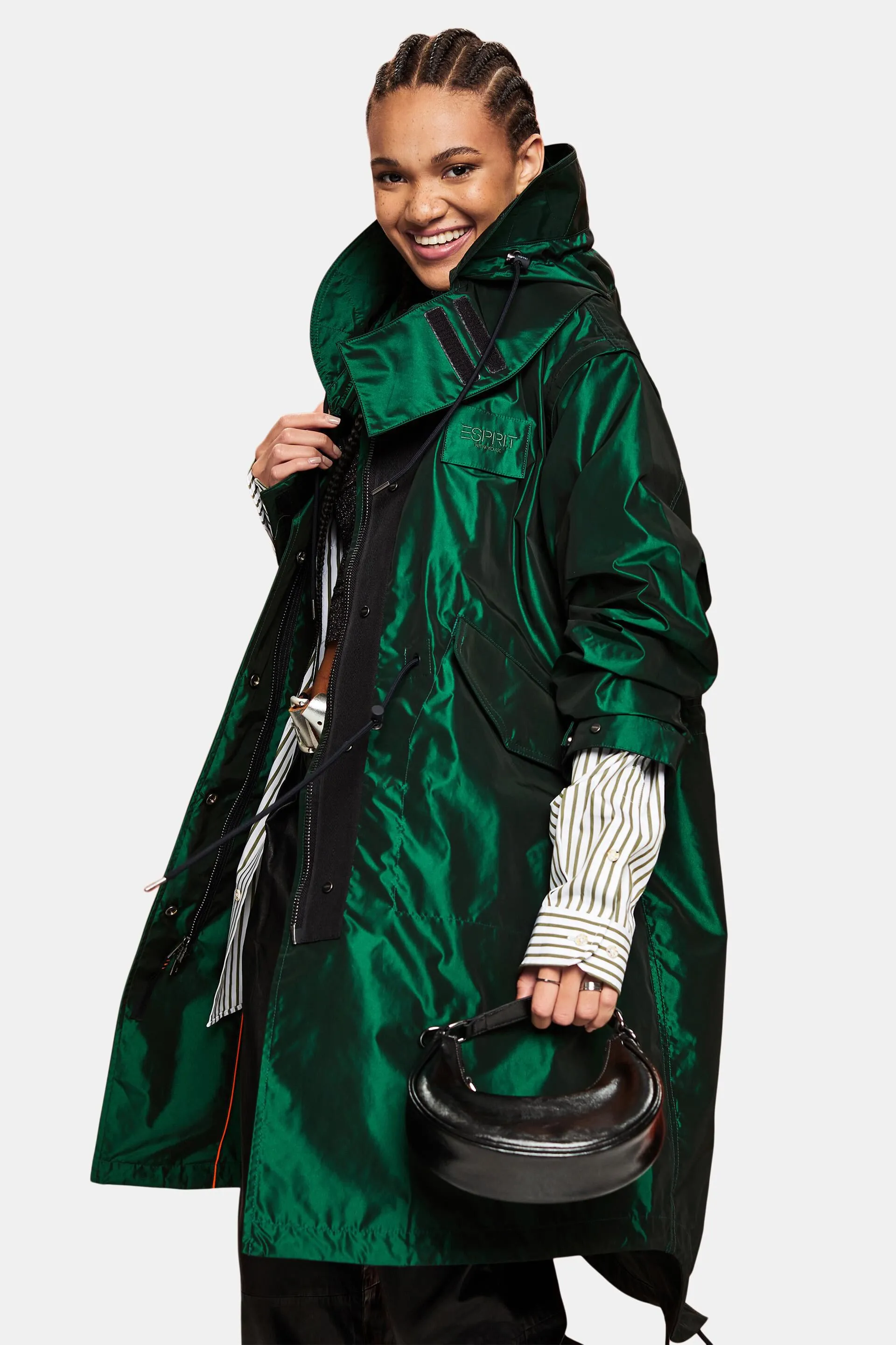 Parka metallico con cappuccio