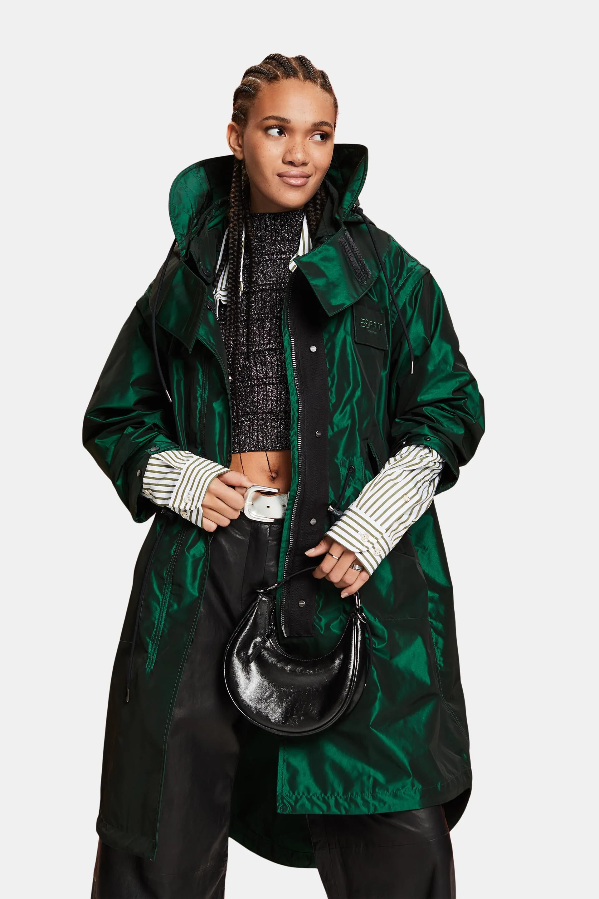 Parka metallico con cappuccio