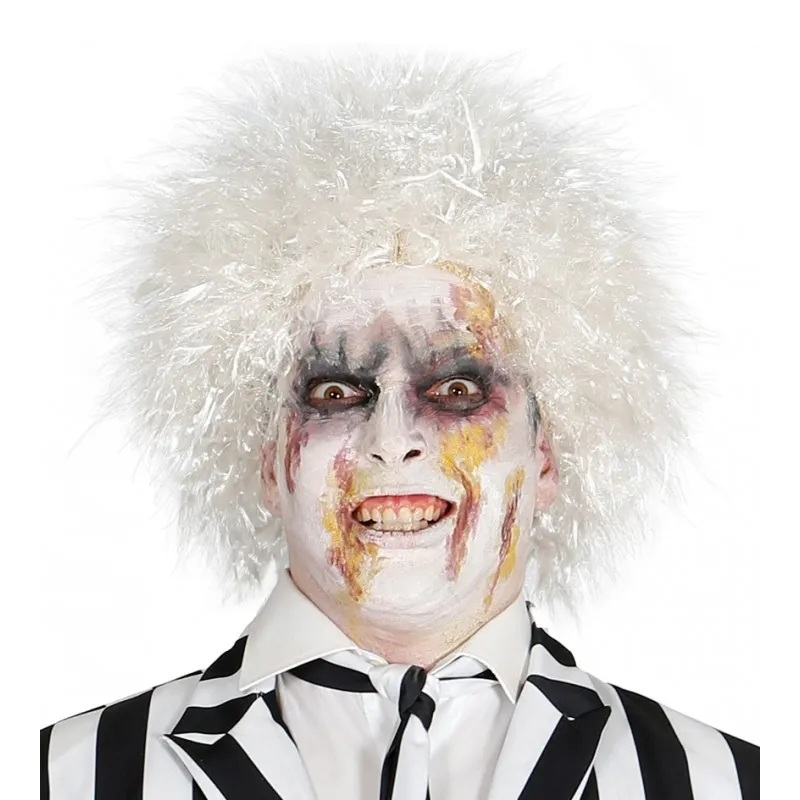 PARRUCCA CAPELLI ELETTRIZZATI BIANCHI SCENZIATO PAZZO PER TRAVESTIMENTI DI CARNEVALE/HALLOWEEN TOP QUALITY GUIRCA C.4015