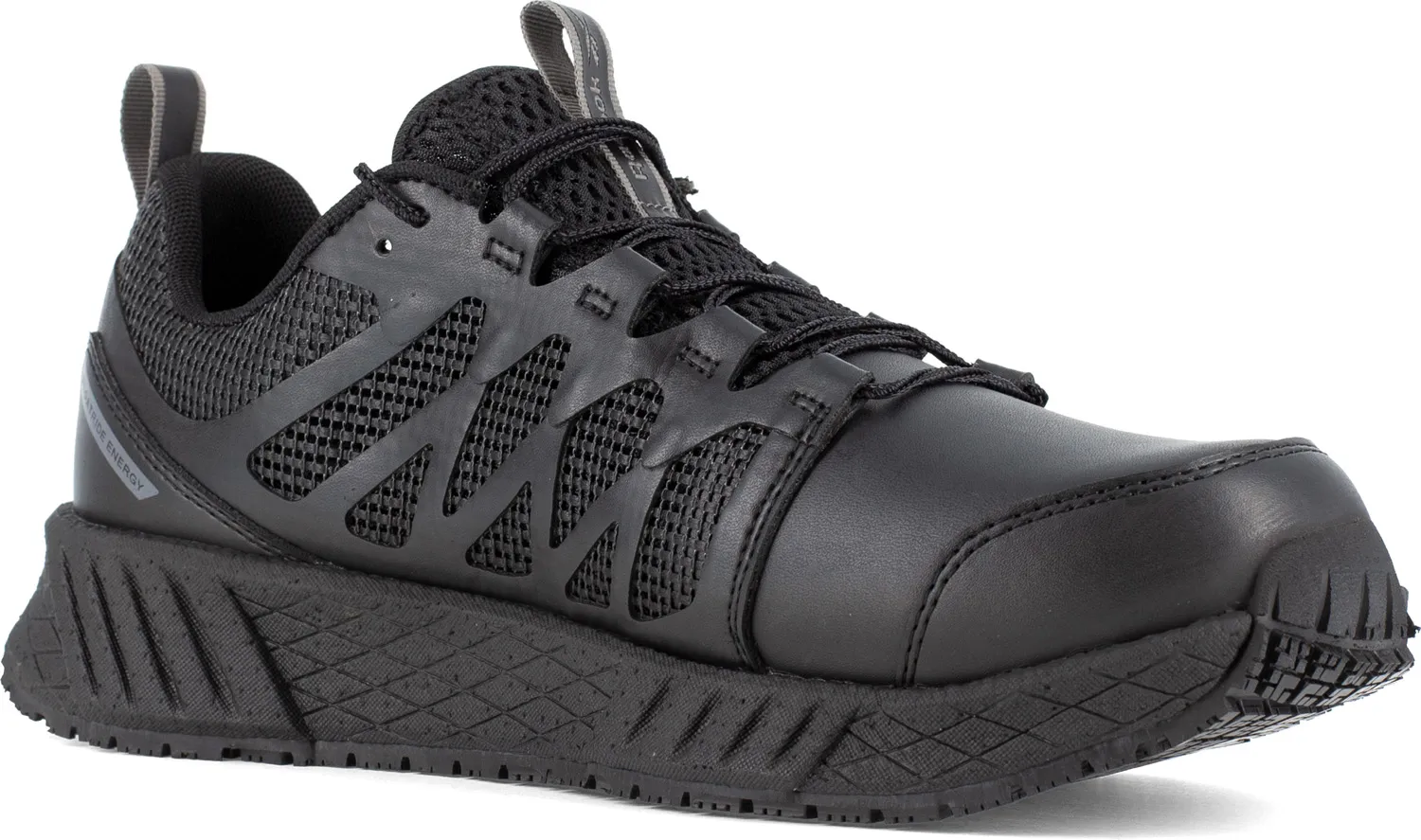 REEBOK  Floatride Energy Tactical, Men's, Black, Athletic Style, EH, MaxTRAX Slip Resistant, Soft Toe Work Shoe