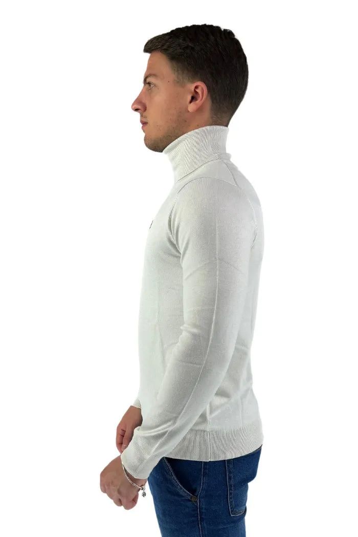 Refrigue dolcevita in misto viscosa con logo patch Mock 2811w0129