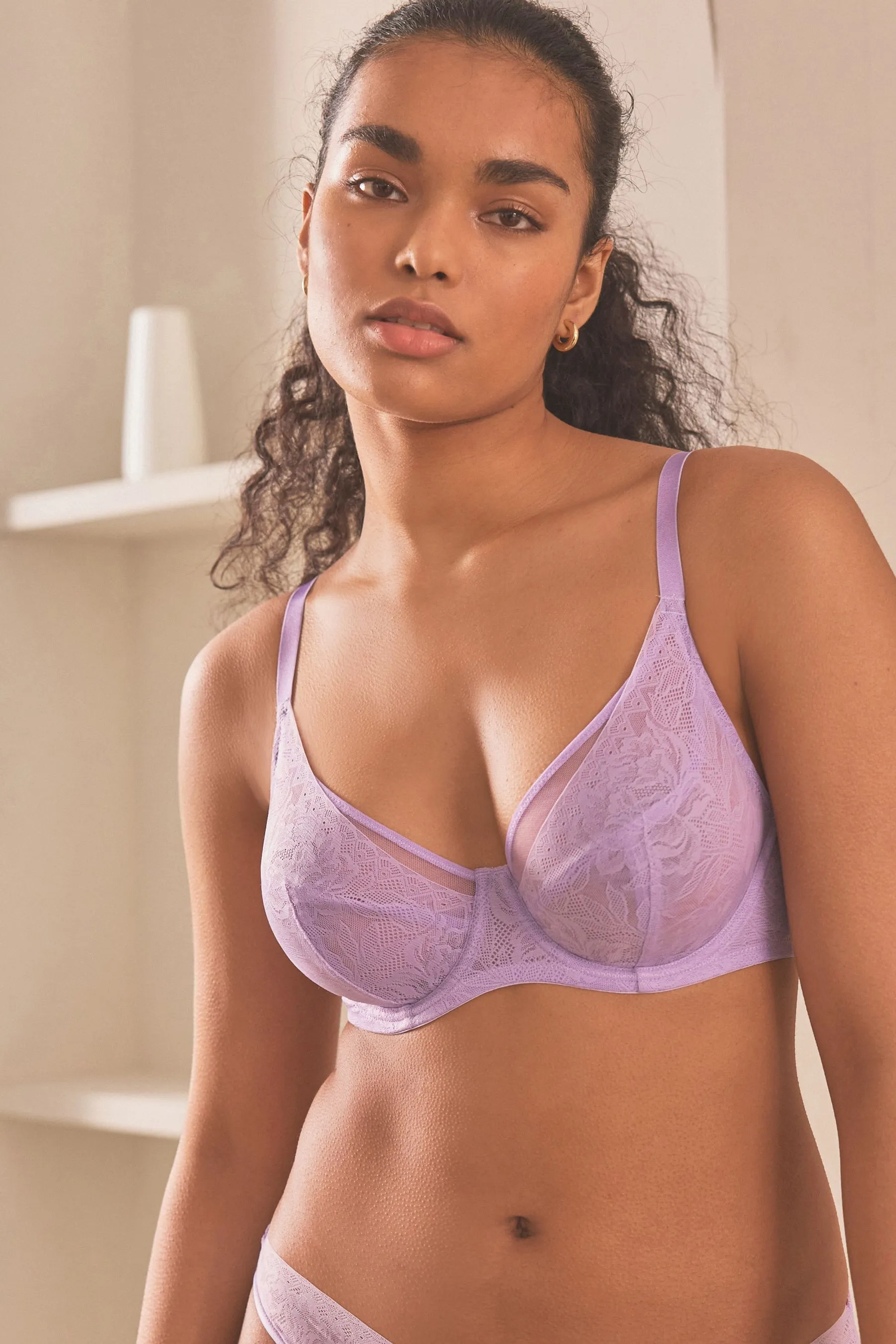 Reggiseno non imbottito con Pizzo scollo profondo Floreale cimosa coppe DD+