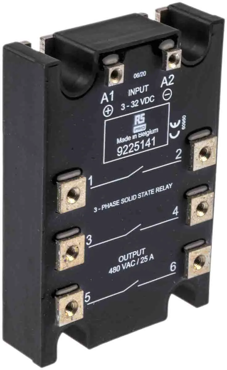 Relè a stato solido, Montaggio a pannello, 25 A rms, 480 V c.a., Zero-cross, 3P-NA
