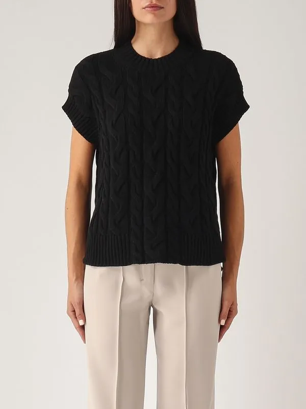 S MAX MARA  Maglia donna S Max Mara Eric in cotone a trecce Nero
