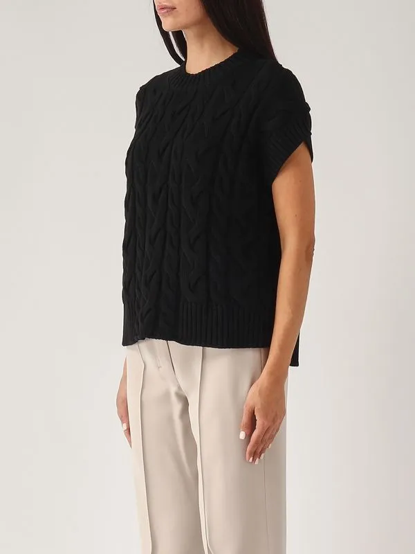 S MAX MARA  Maglia donna S Max Mara Eric in cotone a trecce Nero