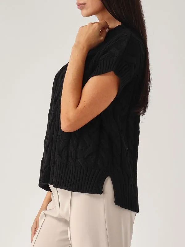 S MAX MARA  Maglia donna S Max Mara Eric in cotone a trecce Nero