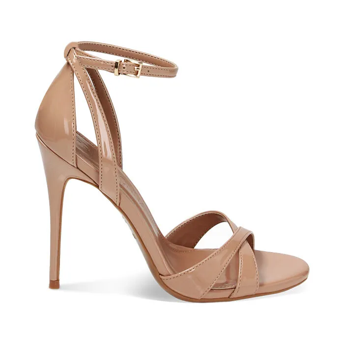 Sandali nude in vernice, tacco 11,2 cm