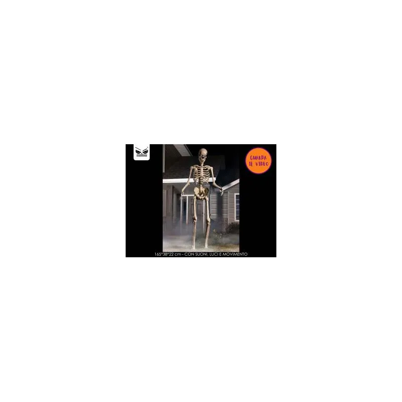 SCHELETRO 160CM LUCI E SUONI IN MOVIMENTO RICHIUDIBILE IN PLASTICA DURA ARTICOLO SCHERZOSO DECORATIVO PER DI HALLOWEEN