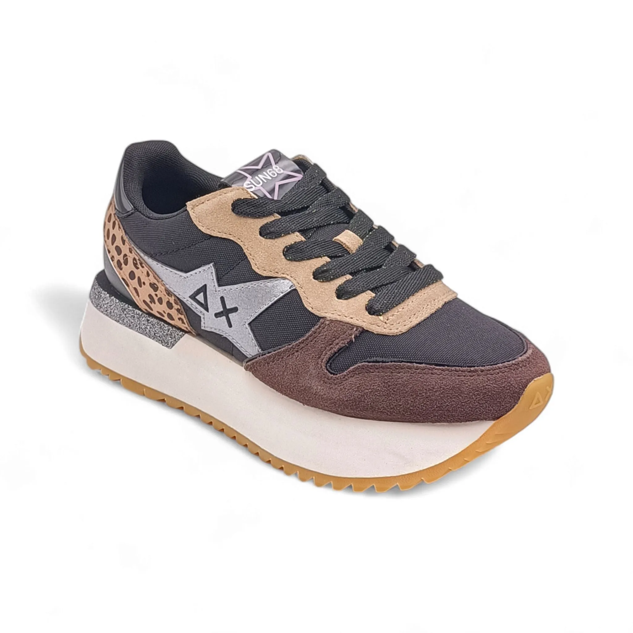 Sneaker Donna sun68 Z44218 big stargirl mix material nero