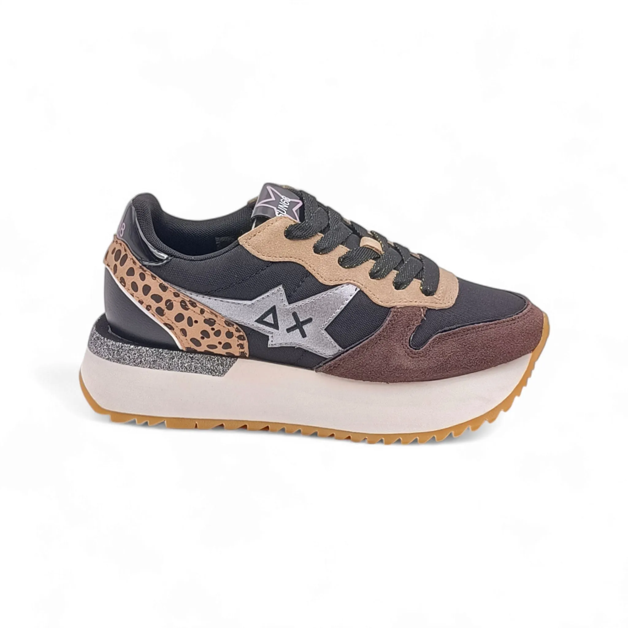 Sneaker Donna sun68 Z44218 big stargirl mix material nero