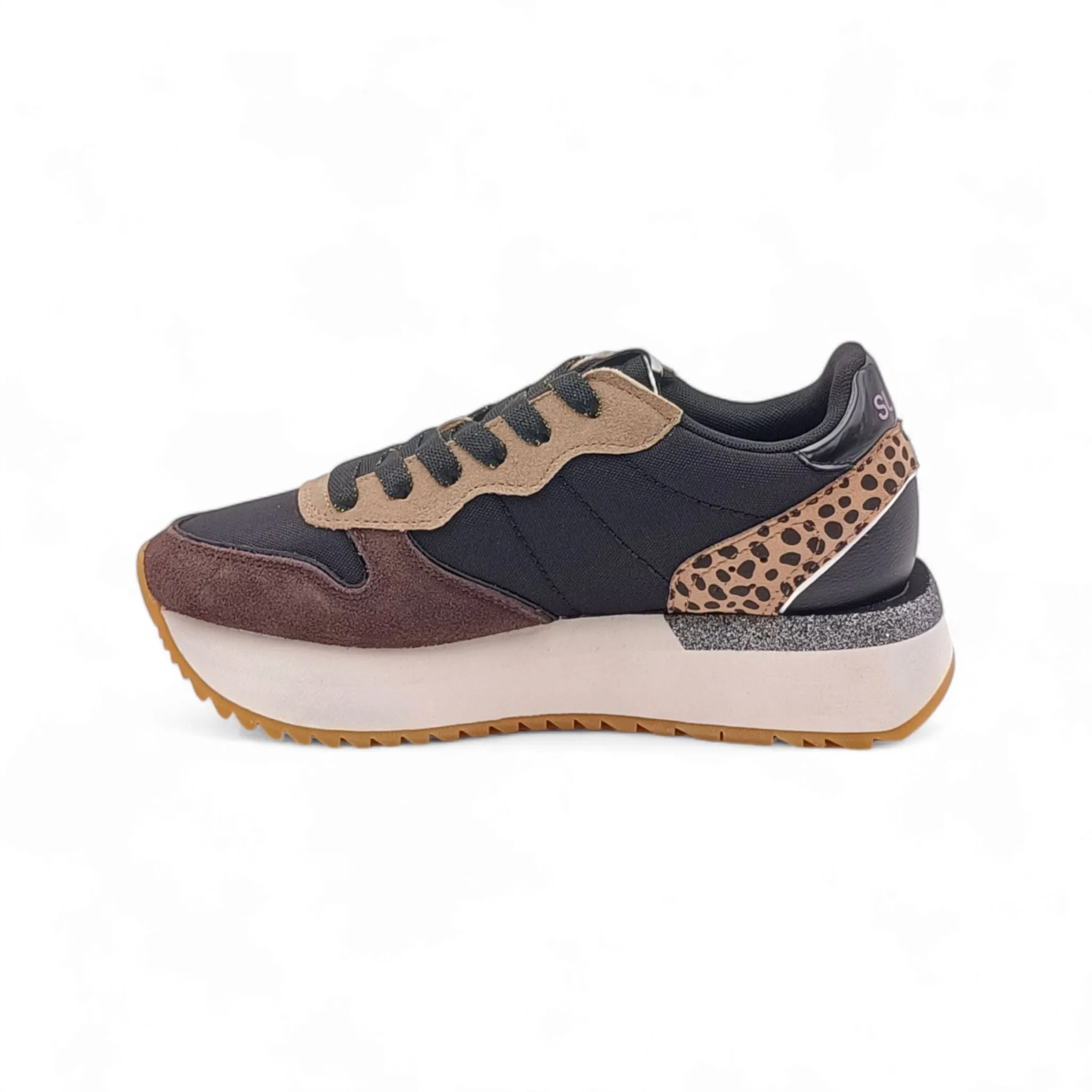 Sneaker Donna sun68 Z44218 big stargirl mix material nero