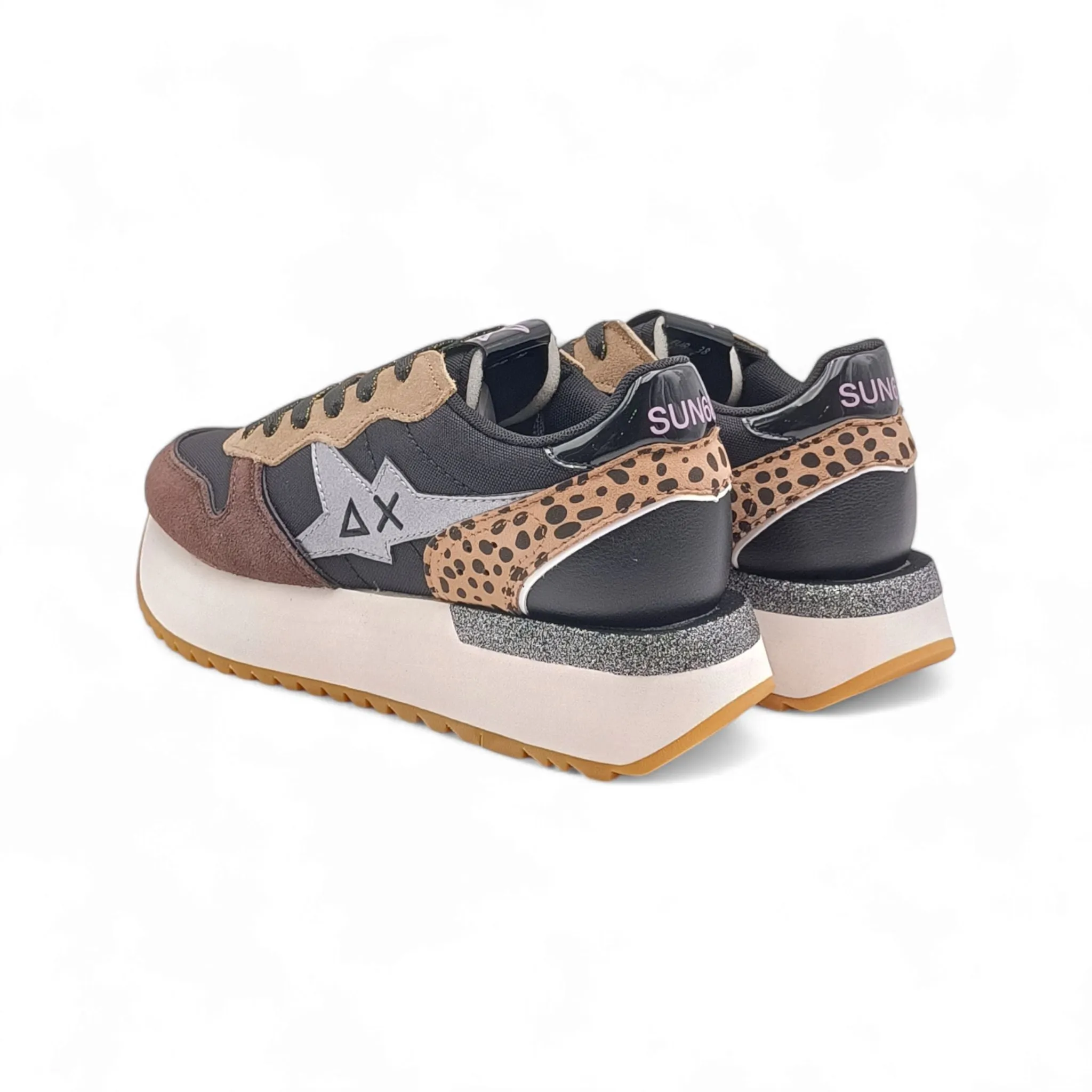 Sneaker Donna sun68 Z44218 big stargirl mix material nero