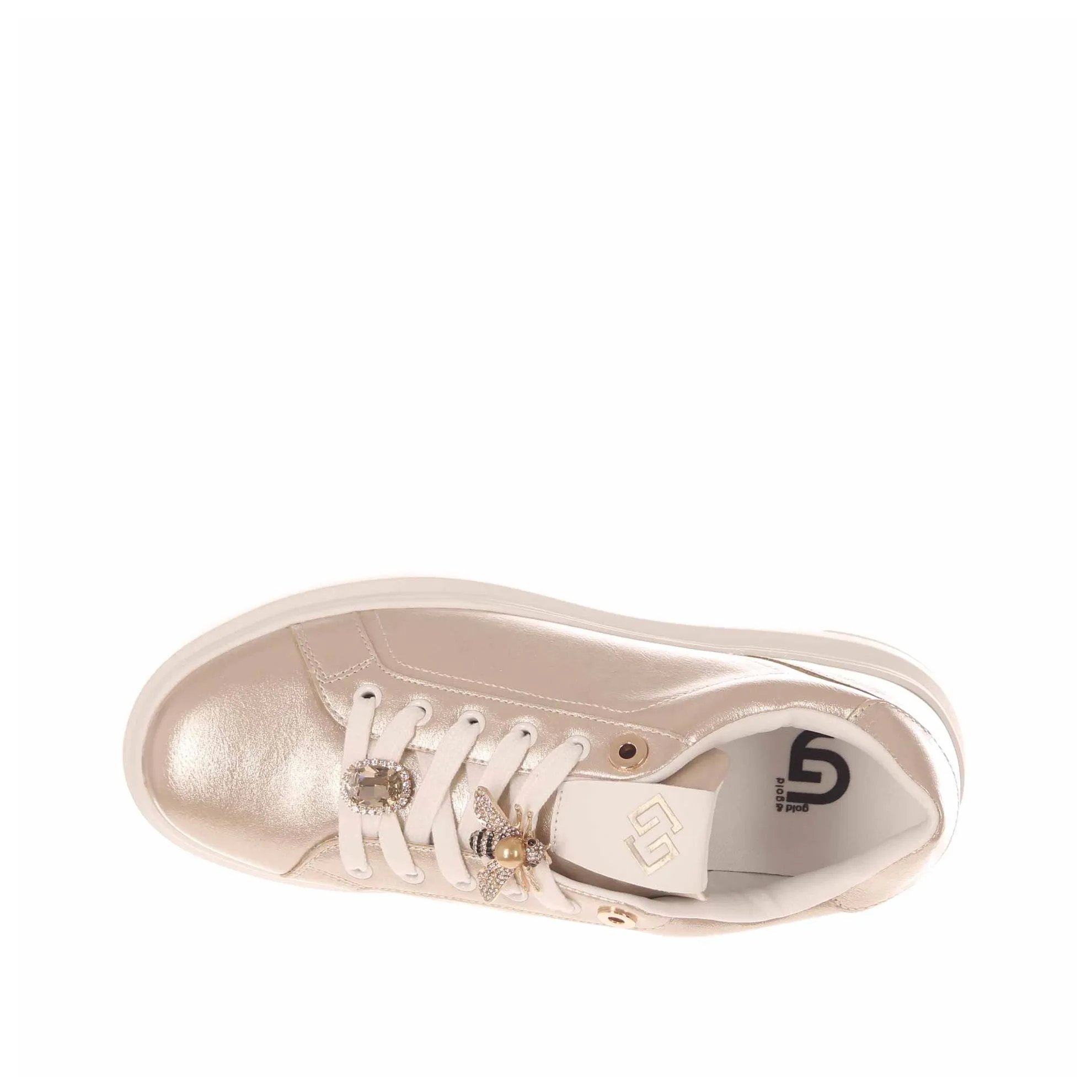 Sneaker in pelle con accessorio gioiello