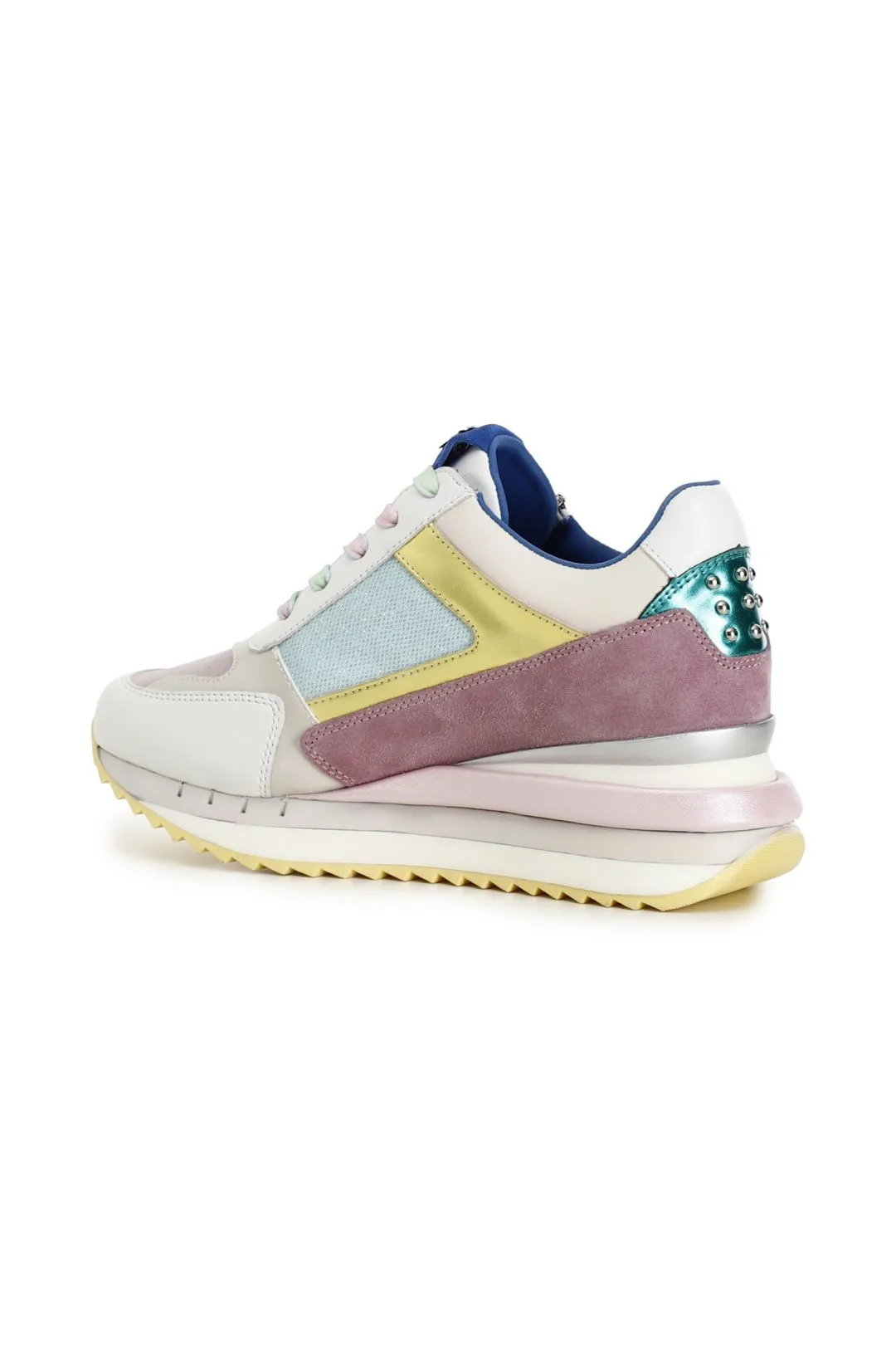 sneakers allacciate con zip laterale su zeppa bicolor multicolor
