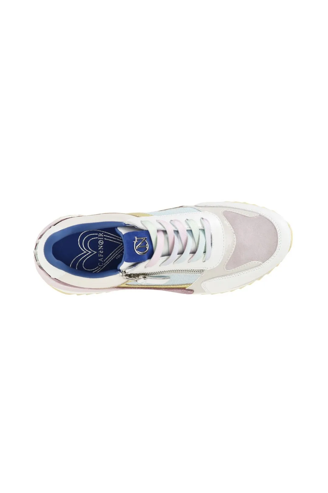 sneakers allacciate con zip laterale su zeppa bicolor multicolor