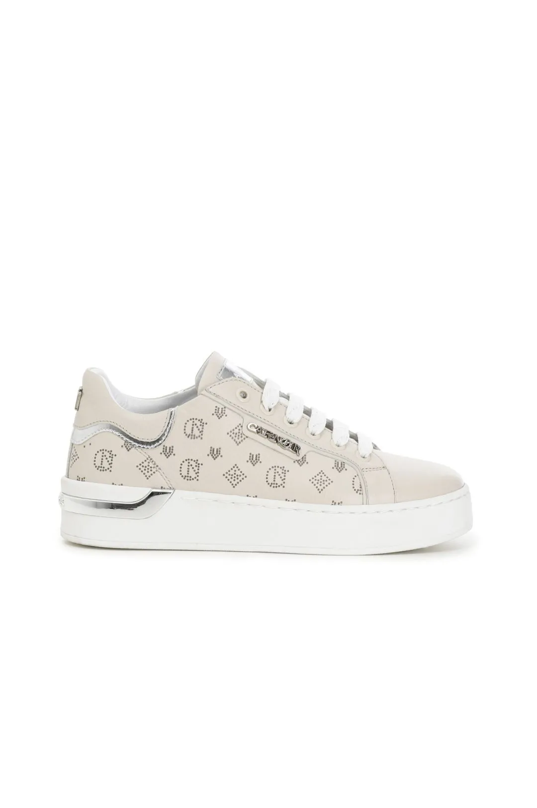 sneakers basse in pelle con microborchie