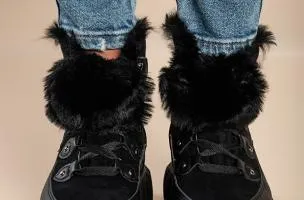 Sneakers con pelliccia sintetica, W0YD654123, nere