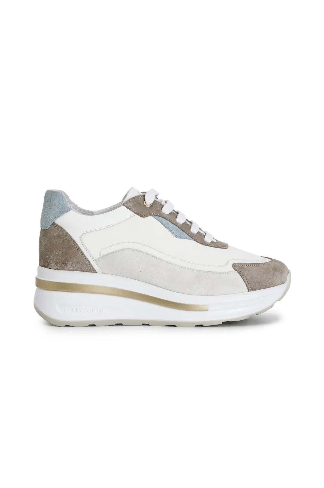 sneakers in pelle scamosciata e tessuto multi sabbia