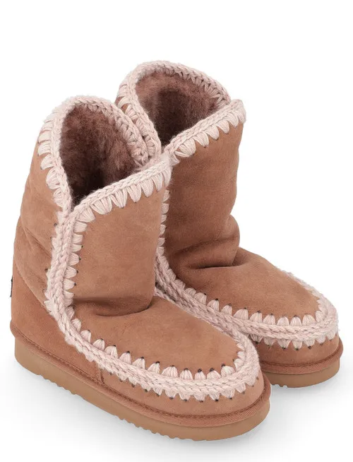 Stivaletto Mou Eskimo 24 in montone double face marrone e rosa