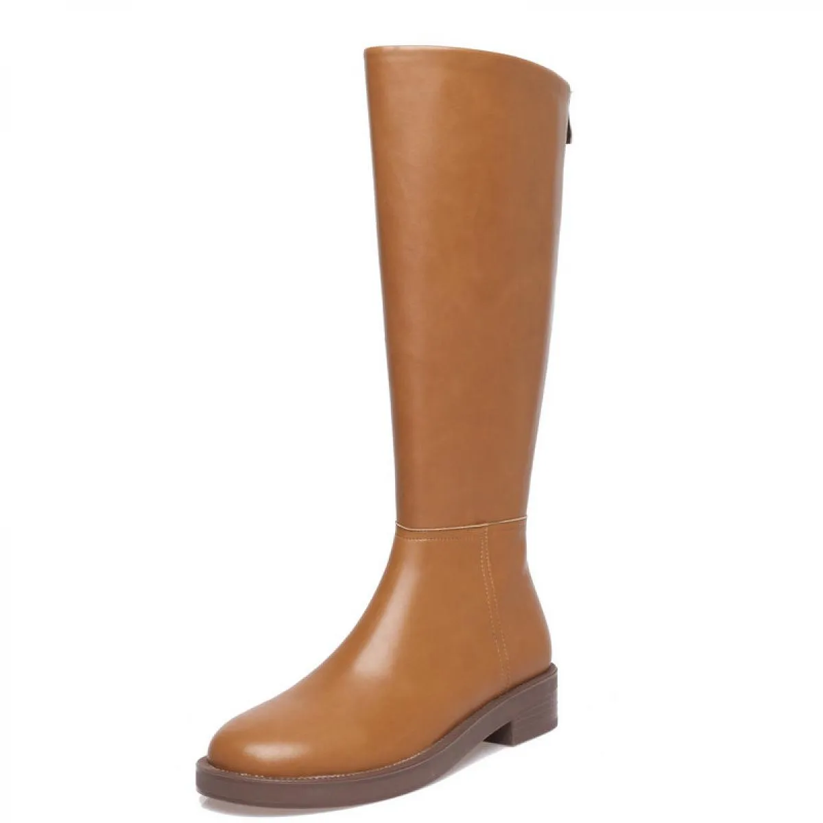 Stivali al ginocchio in vera pelle da donna di marca 2022 Stivali da moto con tacco basso di qualità Scarpe lunghe e calde autun