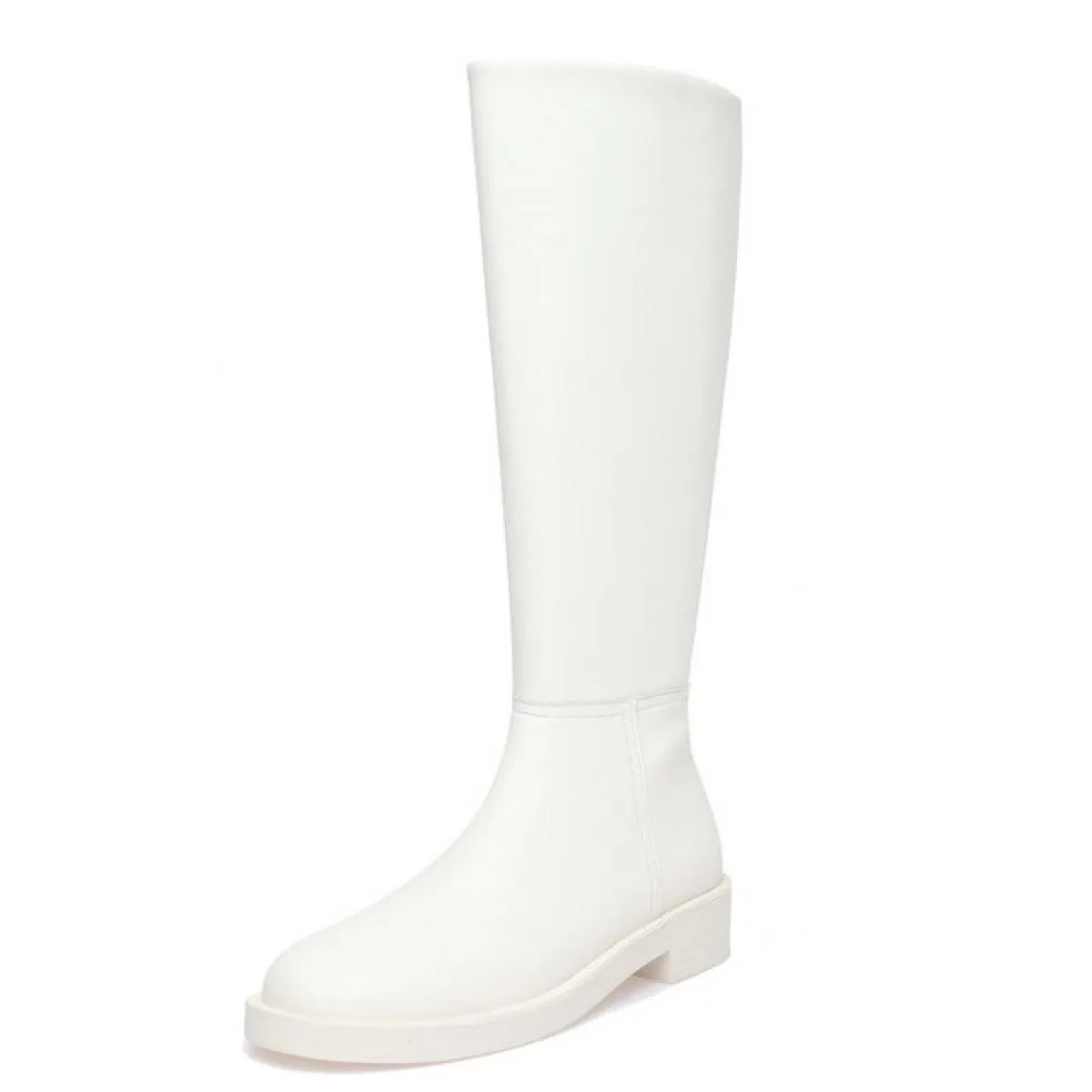 Stivali al ginocchio in vera pelle da donna di marca 2022 Stivali da moto con tacco basso di qualità Scarpe lunghe e calde autun