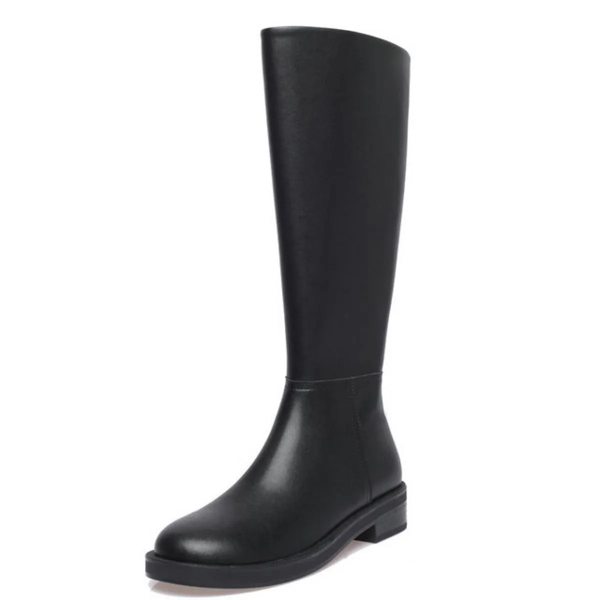 Stivali al ginocchio in vera pelle da donna di marca 2022 Stivali da moto con tacco basso di qualità Scarpe lunghe e calde autun