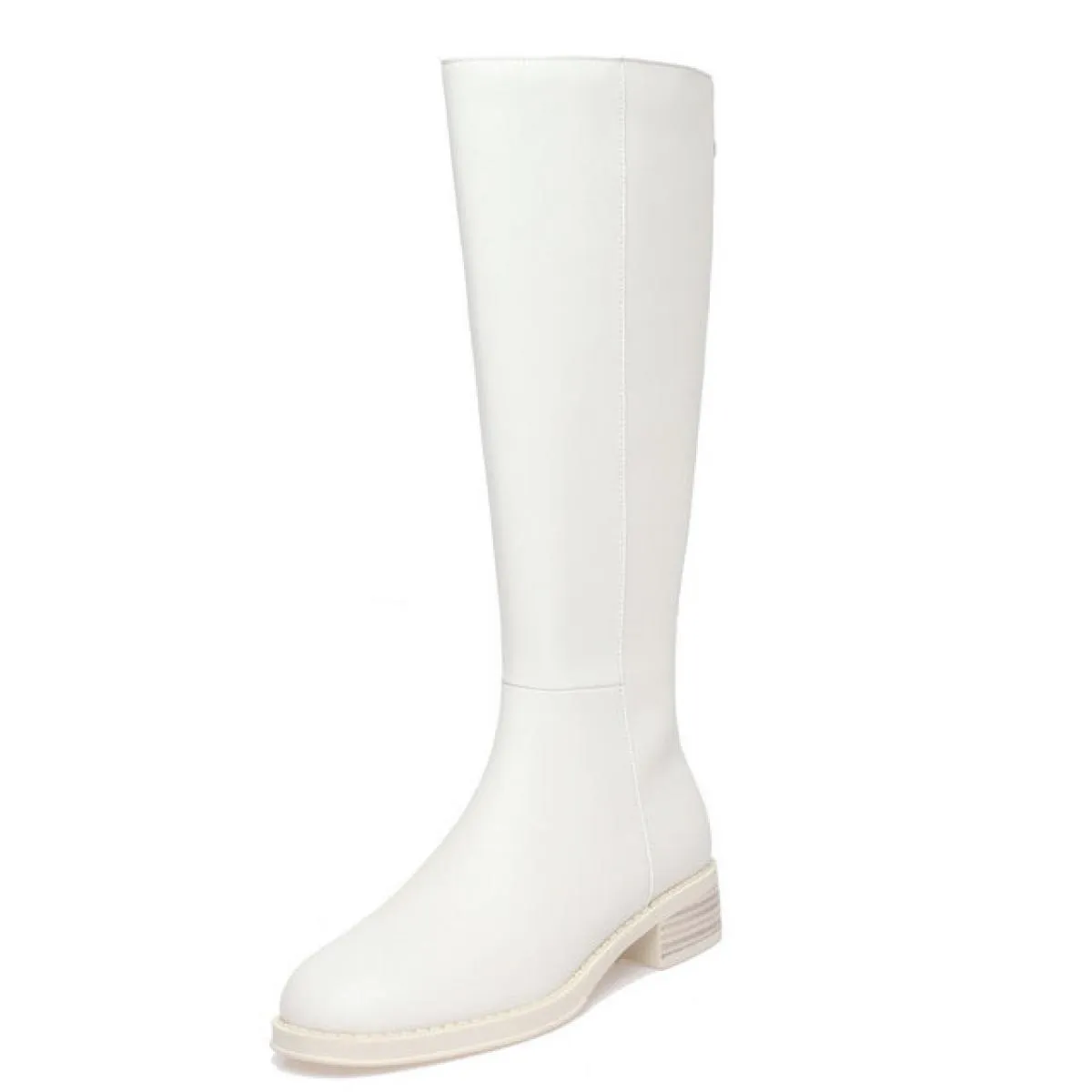 Stivali alti al ginocchio da donna stile punk Stivali da moto casual Scarpe con tacco basso in vera pelle Donna Autunno Inverno