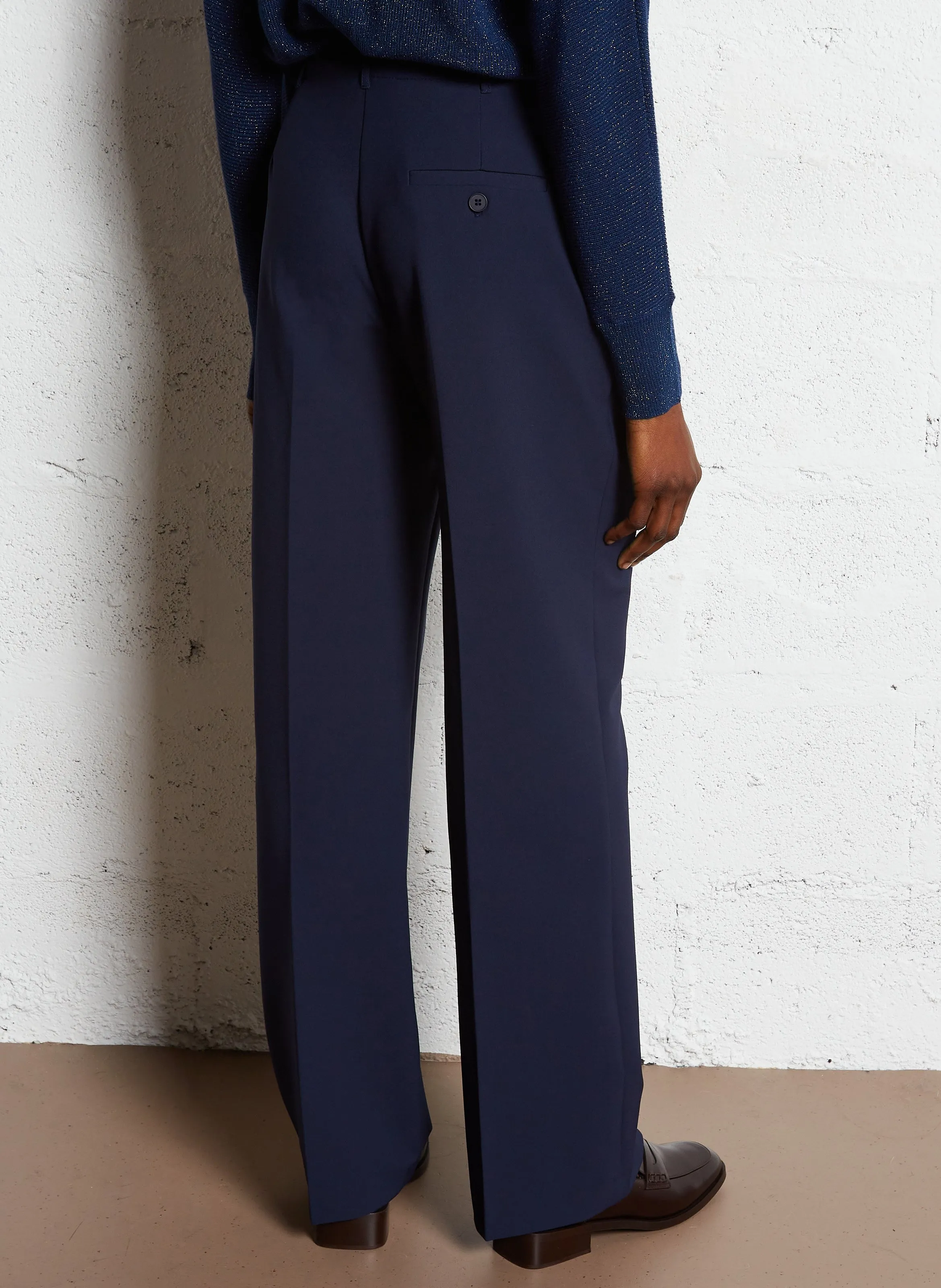  SUD EXPRESS   PELAGIE - Pantaloni con pinces dritte in misto viscosa | Blu