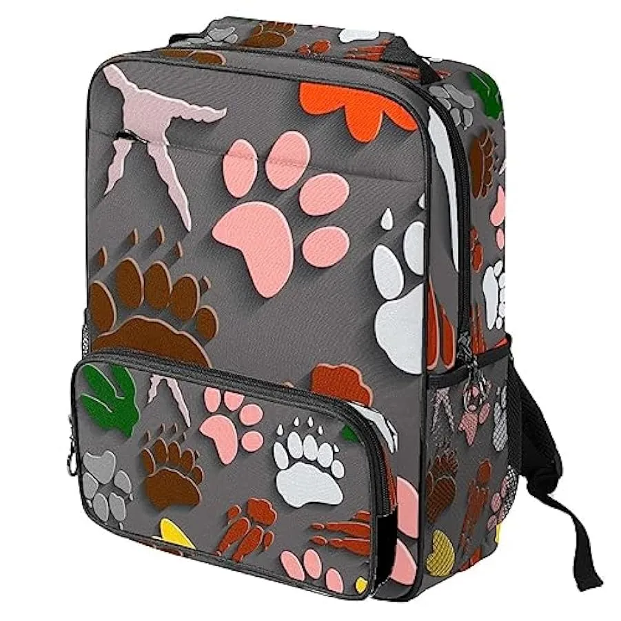 suojapuku Zaino da donna per college,borsa da viaggio zaino classico,Stampe del piede di dinosauro,Zainetto casual leggero 15702